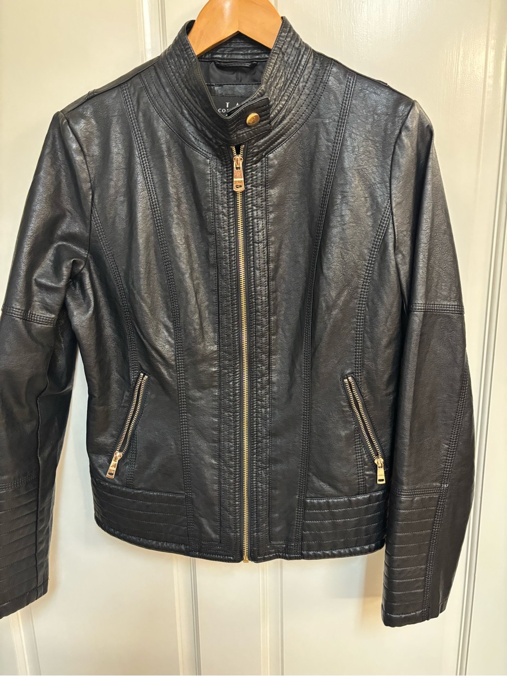 LA Coalition Moto Faux Leather Jacket Black size XS-S
